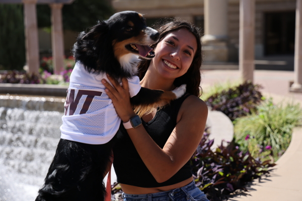 Female student with dog photo